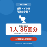 携帯トイレの備蓄目安は1人35回分、4人家族なら140回分であることを示したアイキャッチ画像