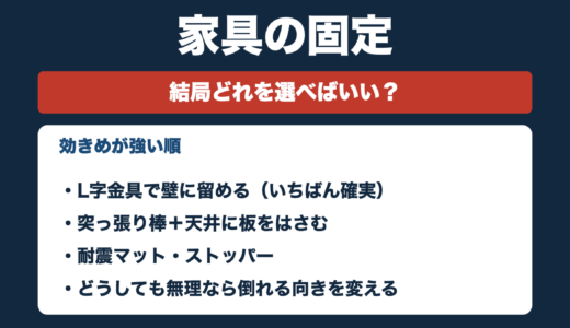 家具の固定は何がいい？転倒防止グッズの選び方