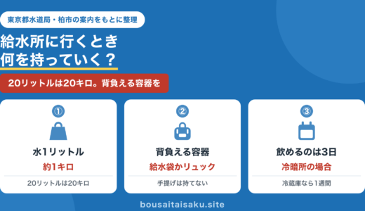 防災士が解説｜給水所に行くとき何を持っていく？｜ポリタンクでは運べません